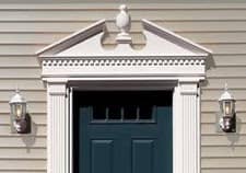 Decorative Door Trim with Pediment and Fluted Pilasters